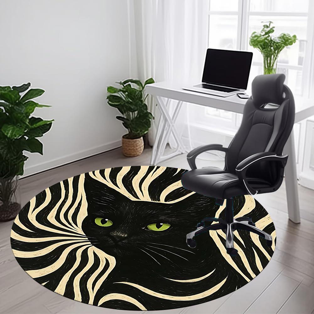 1 шт. Круглый ковер с рисунком зебры и кота для офиса, Коврик подходит для офиса, Под офисные стулья, Спальни, Гостиной, Домашнего декора, Декора комнаты