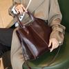 Light Luxury Retro Leather Women's Bag Autumn and Winter New Top Layer Vegetable Tanned Leather Large Capacity Tote Bag Women's Shoulder Bag