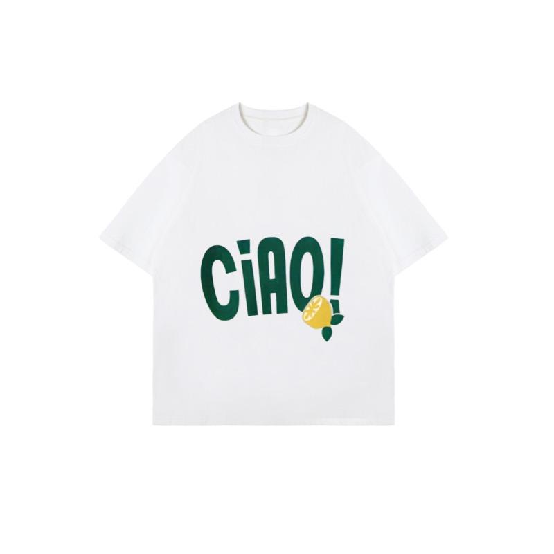 Черная футболка оверсайз с текстом Ciao и принтом лимона, повседневная одежда для женщин