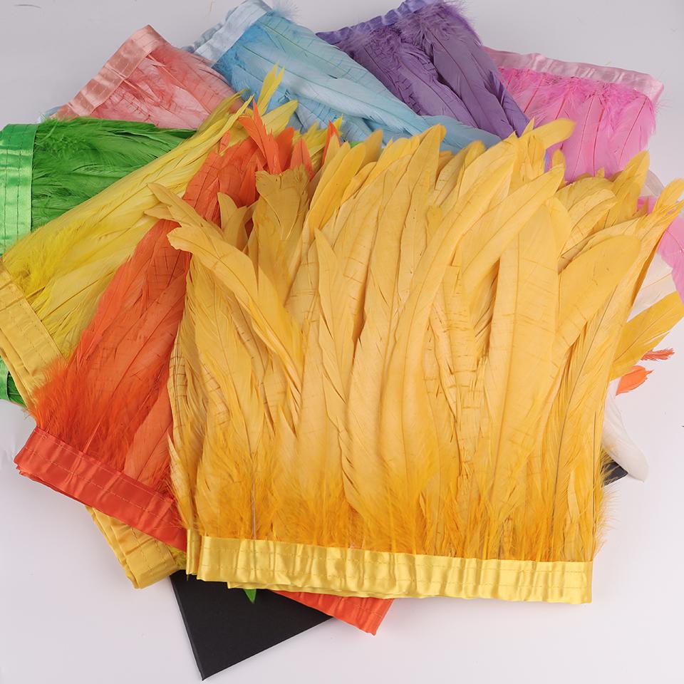 10Meters Rooster Tail Feathers Trim 25-30Cm Coque Feathers Trimming For Handiwork Crafts Carnival Dress Skirt Costumes Plumes