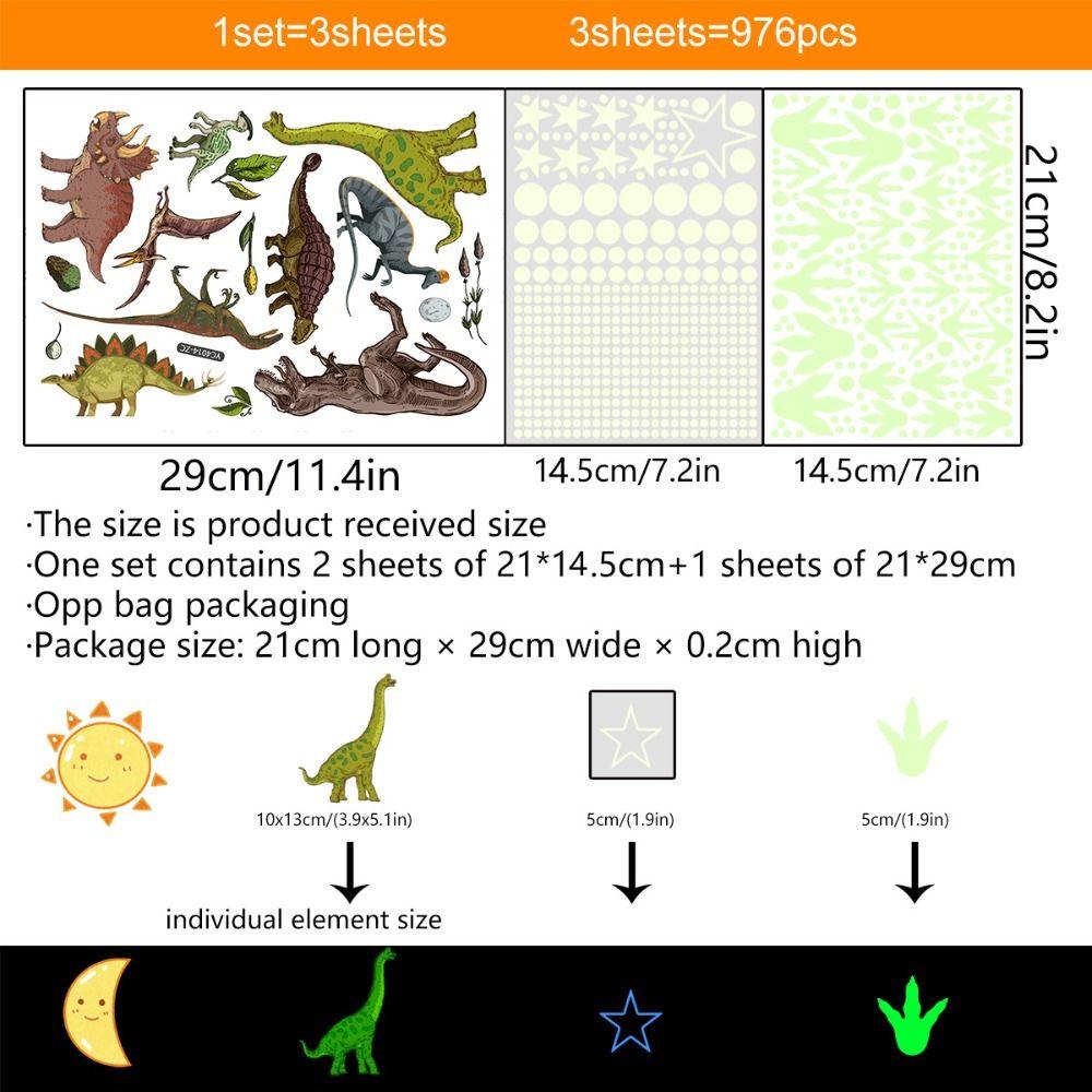 Luminous Dinosaur Themed Wall Decals Cartoon Dinosaurs Wall Decals  Children