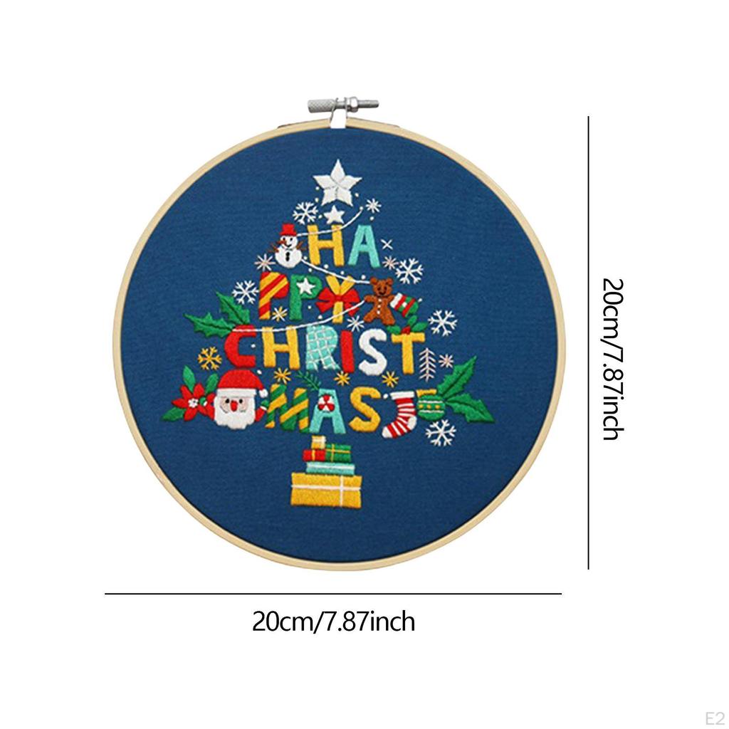 Christmas Embroidery Kit for Adults Craft Set Starters DIY Handwork Portable Art Hand