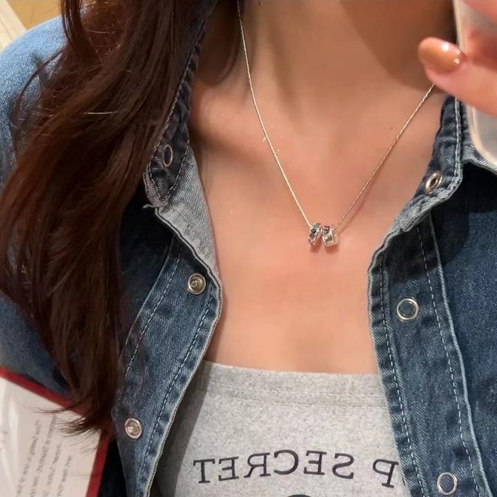 Двойное кольцо с цветными бриллиантами 2025 года в корейском стиле — модный, простой, высококачественный легкий роскошный дизайн для женщин