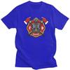 Custom Cool Firefighter Skull T Shirt Unisex Short Sleeve Pure Cotton T-shirt Casual Fireman Fire Rescue Tees Fashion Tshirts