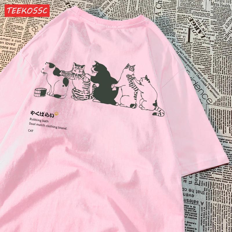 Футболка женская с короткими рукавами и принтом кота, модный свободный универсальный летний топ, повседневная и модная уличная одежда