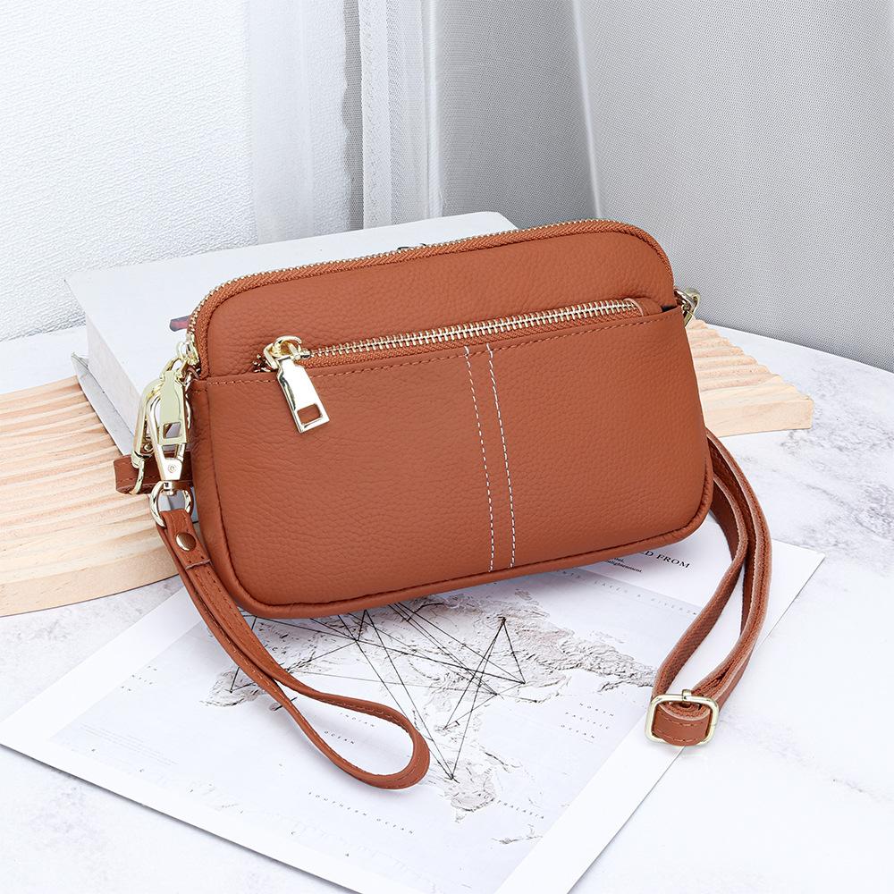 Top Grain Cowhide Small Square Bag for Women 2026 Crossbody Shoulder Handheld Bag, Leather Lightweight Casual Phe Purse Wallet