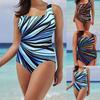 Купальный костюм с полосатым принтом, цельный, без рукавов, с открытой спиной, бикини для пляжа