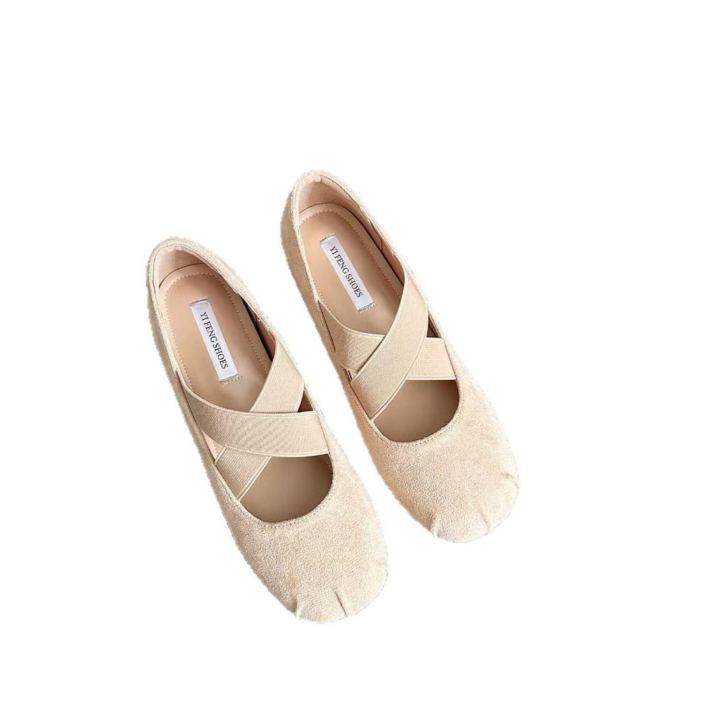 Внутреннее увеличение высоты 5 см, балетки с маленьким перекрестным ремешком, женские, осень 2025, новые, нежные и универсальные туфли Doudou