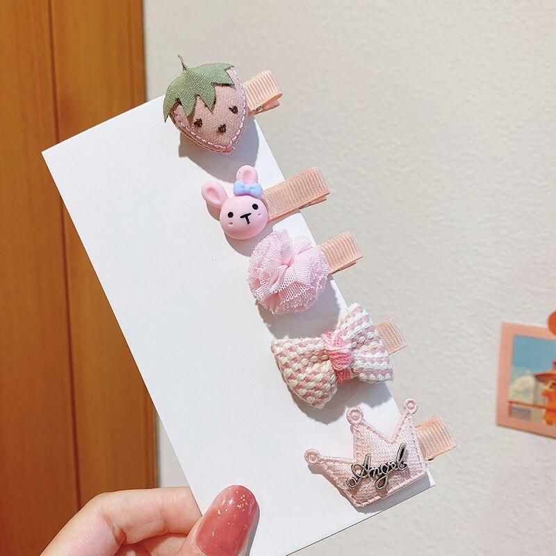 5 шт., детская заколка для волос, милый галстук-бабочка для маленьких девочек, зажим для ткани принцессы с цветком, труба, корейский головной убор, аксессуары для маленьких девочек