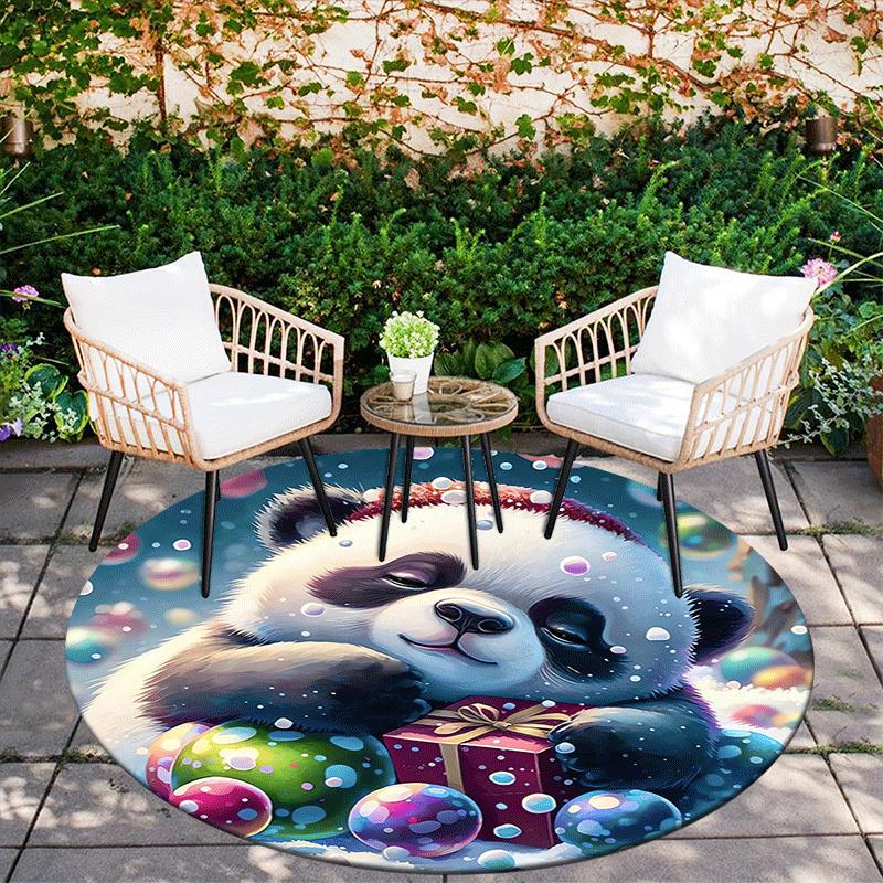 1pc Soft, Absorbent & Non Slip Sleeping panda Round Rug Soft Circle Rug for Living Room & Bedroom Decor, Chair Mats, and Unforgettable Home