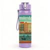 1PC Amsterdam Vintage Building 750ml Color Plastic Sports Water Bottle Leakproof Flip Straw Lid For Sports Office Home Use