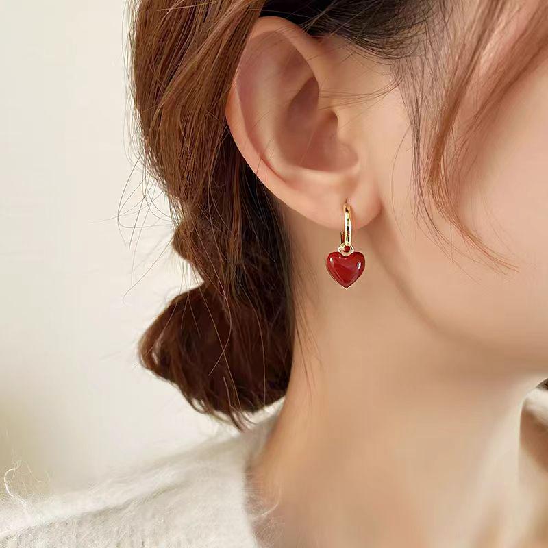 Зеленые двухсторонние серьги в форме сердца - модный квадратный дизайн с каплями масла