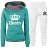 2024 Весна и Осень Женский Комплект Из Двух Частей Толстовка С Капюшоном QUEEN Печатный Спортивный Комплект Толстовка С Капюшоном Для Бега Спортивные Штаны