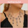 Gothic Necklace Skeleton And Earrings Set With Alloy Material For Halloween Festivities And Style Alternative