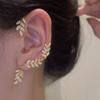 ZAKOL Gold Color Plated Metal Leaf Clip Earrings for Women Ear Clips Without Piercing Sparkling Zircon Ear Cuff Fashion Zircon