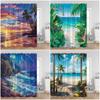 Summer Seaside Landscape Shower Curtain Coconut Tree Tropical Leaves Sea View Bathroom Decorative Polyester Shower Curtain
