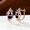 1 пара золотистого цвета Vine Geometry Round Oval Cut Pink Purple White Aqua Stone Party Серьги-кольца с камнем по рождению Висячие серьги Ювелирные изделия