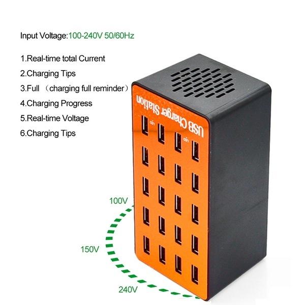 50 Вт / 90 Вт / 100 Вт 10/20 портов USB-зарядная станция, многопортовый USB-адаптер для настенного зарядного устройства Быстрое зарядное устройство для домашнего офиса, гостиницы, школы