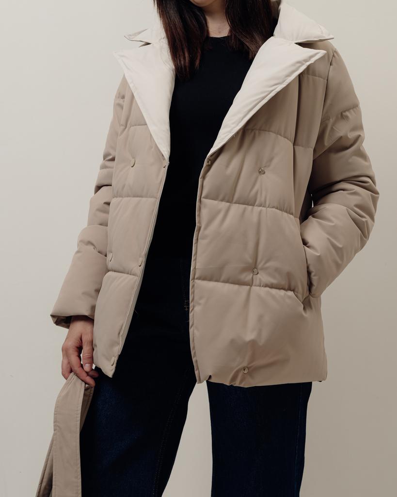 Куртка с поясом HAIZIYUAN 824 M бежево-молочная