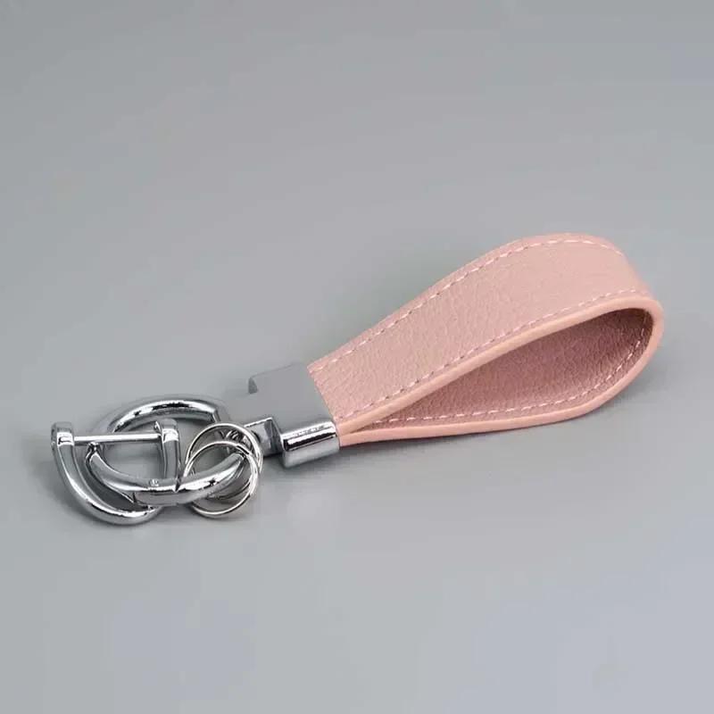 PU Leather Car Keychain Men's and Women's Bag Anti Lost Key Ring Waist Hanging Retro Laser Engraving Customized Keyring Gift