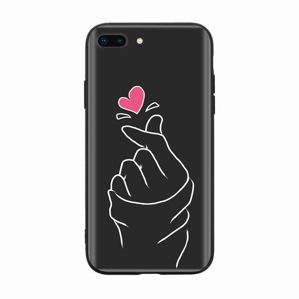 Черный чехол для Xiaomi Redmi 13C Note 9 iPhone XR 7 8 14 15 11 12 13 X XS Pro Max Samsung A25 S23 S24 FE Ultra Plus Finger Love