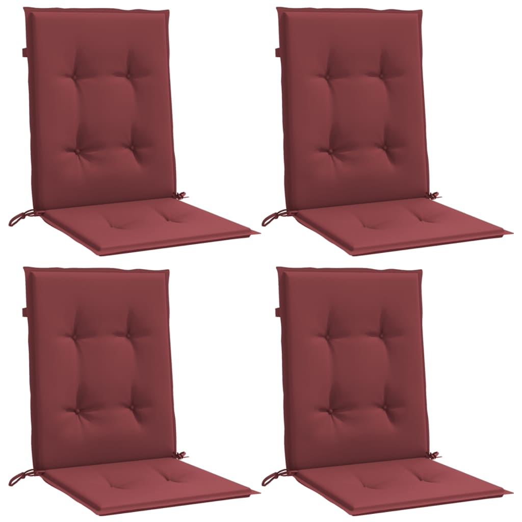 Low Backrest Chair Cushions 4 Pcs. Melange Wine Red 100x50x4 cm Fabric