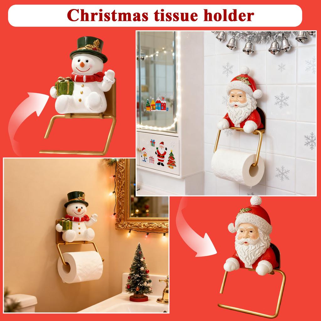 New Christmas Snowman Claus Tissue Holder Home Toilet Decoration Cross-border Resin Crafts