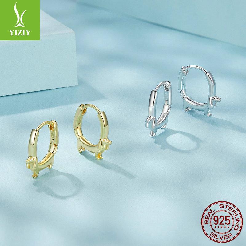 Популярные серьги-клипсы в виде ушей таксы, милые серьги-кольца с животным, вегетарианские, из стерлингового серебра 925 пробы, модные украшения для ушей