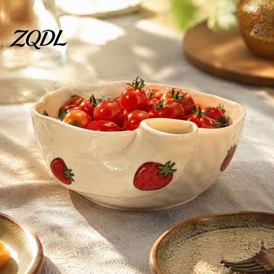 Изысканный керамический декор для кухни, миска для мытья ягод с дренажными отверстиями, профессиональный инструмент для очистки фруктов и овощей, таз для промывки, дуршлаг для