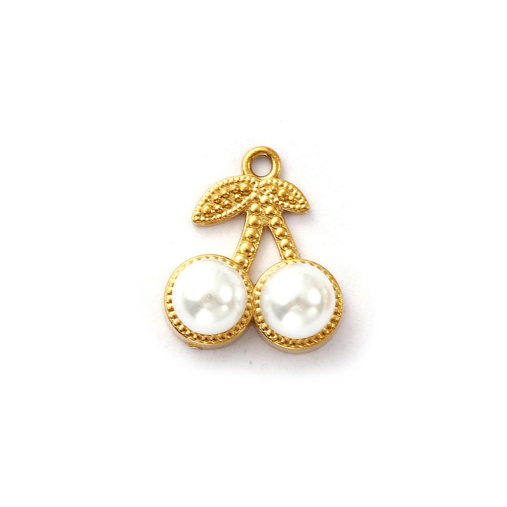 2 PCs 304 Stainless Steel Charms 18K Gold Plated White Acrylic Imitation Pearl Pendants For DIY Jewelry Making Necklace Findings