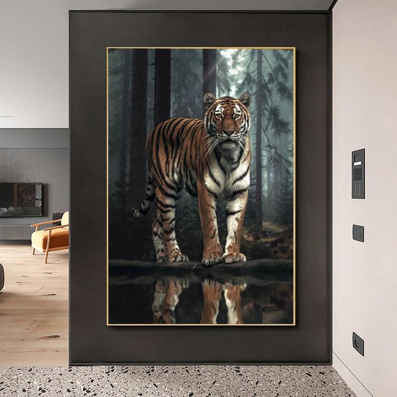 Современный лесной постер дикое животное тигр картина холст картины настенные художественные принты для гостиной интерьер украшения дома куадрос без рамки