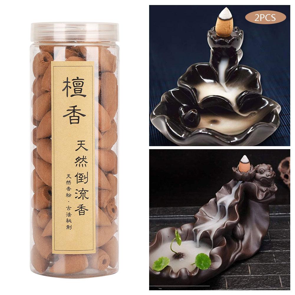 2 банки обратный поток благовоний конусы водопад натуральный аромат сандалового дерева очистка воздуха в помещении