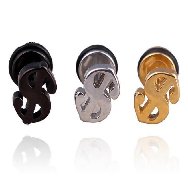 WKOUD Punk Stainless Steel Stud Earrings For Men Women Gothic Rockets Arrow Finger Cool Prevent Allergy Gold Black Puncture