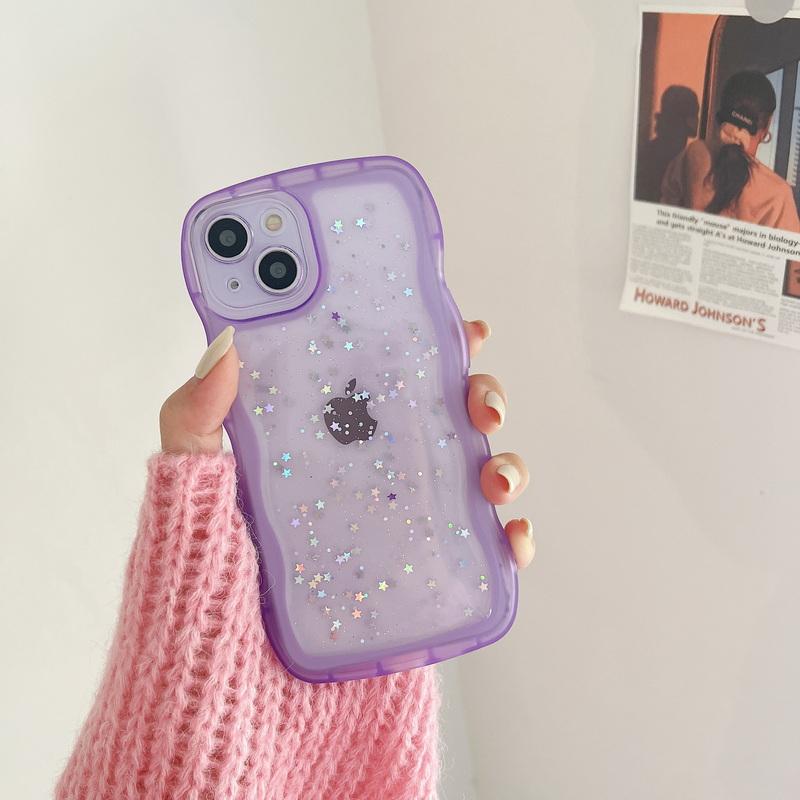 Чехол Curly Wave Frame для iPhone 16 Pro 15 14 Plus 13 12 Pro Max 11, ударопрочный, прозрачный, гибридный, с каплями клея, блестящий бампер