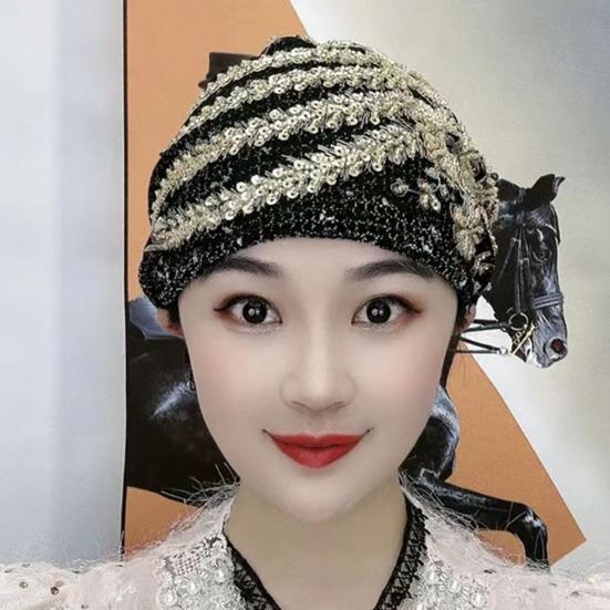 Женская шапка-тюрбан Yousheng, декор с блестками, соответствующий цвету, вышивка, легкий головной платок, крышка для волос, женская повязка на голову, женская повседневная шапочка