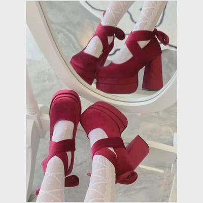 Женские туфли на толстом каблуке Mary Jane 2024 года — элегантные, с неглубоким носком, идеально подходят для весны и осени