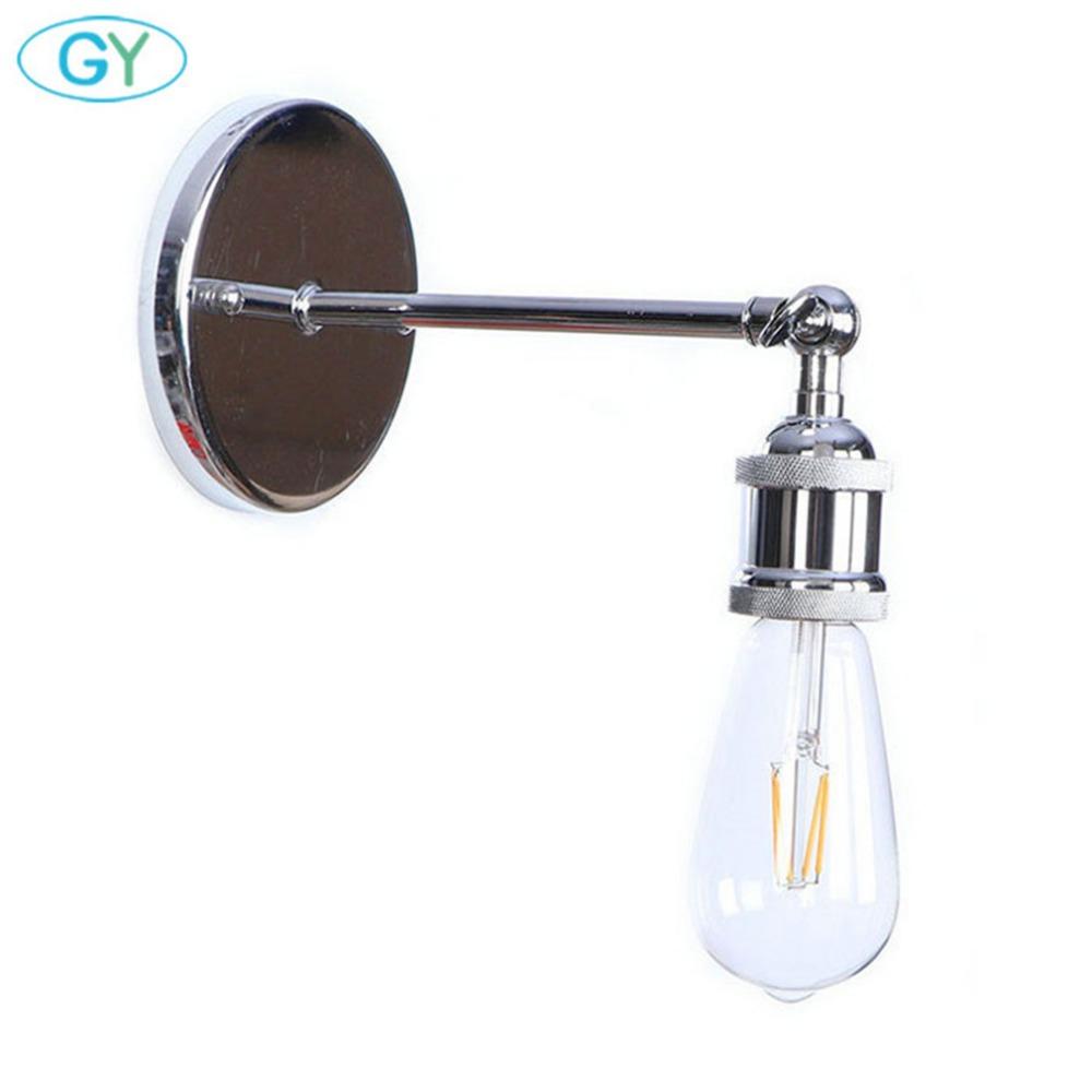 Chrome Finish Vintage Industrial Wall Light Loft Metal E27 Wall Sconce Retro Deco Stair Hallway Balcony Bathroom Vanity Lighting
