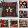 Vintage Rock Music Pillow Case Short Plush Double-sided Print Square Throw Pillow Covers Sofa Home Cushion Decor