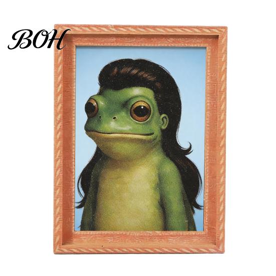 Decorative Animal Magnet Abstract Frog Refrigerator Magnet, Framed Hairstyle Fridge Kitchen Appliance Decor Home Office Decoration Party Favors Frame