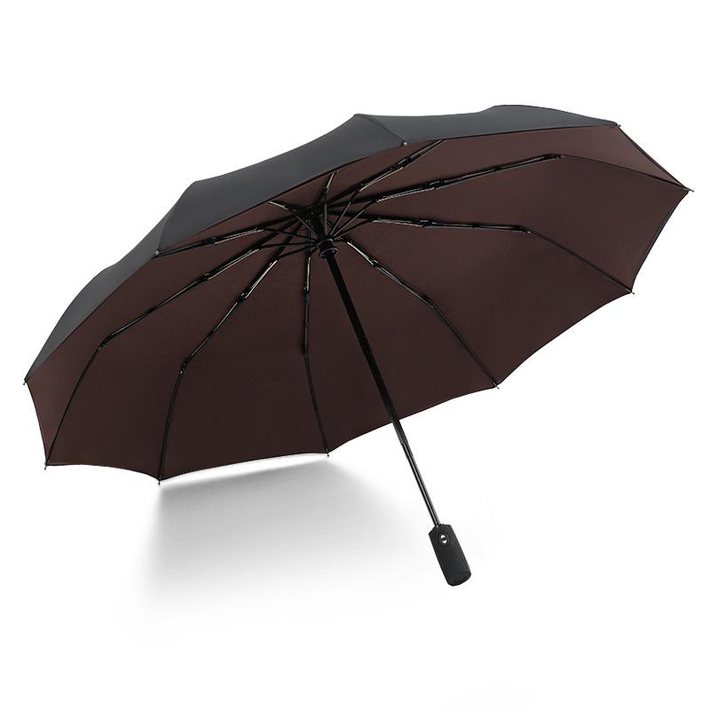 Umbrella Automatic Double-layer 10-bone Rain-proof and Wind-resistant Three-fold Men's Umbrella