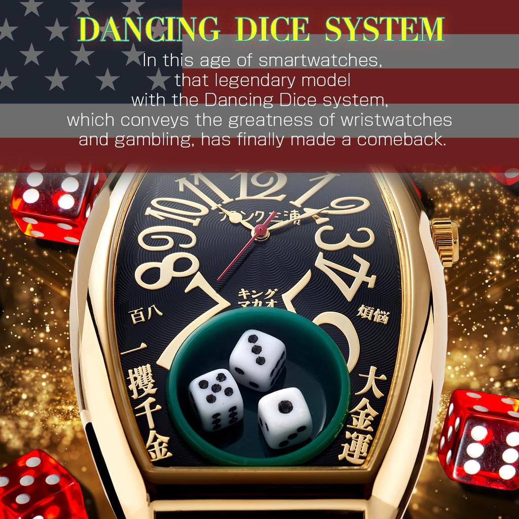 Frank Miura Watch FRANK MIURA Macau Gambling Watch Reprint Dice Casino Limited Edition Black Men's