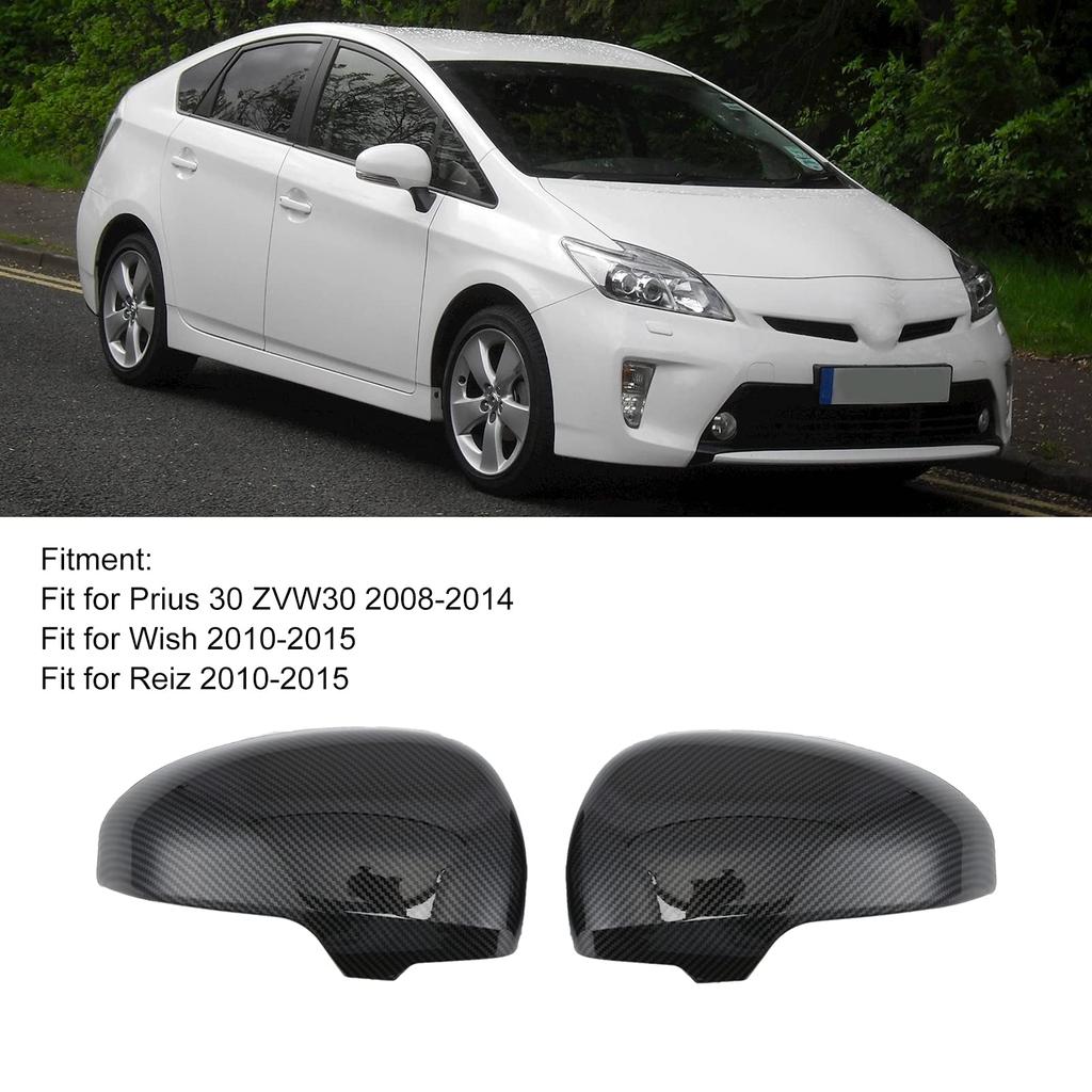 2PCS Carbon Fiber Rearview Mirror Covers for Prius Easy Installation 30/Wish/Reiz -