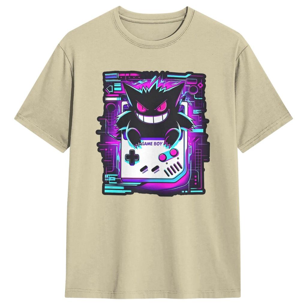 Vintage T Shirt Retro Spooky Pokemon Gengar Cotton T-Shirts Trendy Cool Tee Shirt for Male Y2K Casual Short Sleeve Top Tees