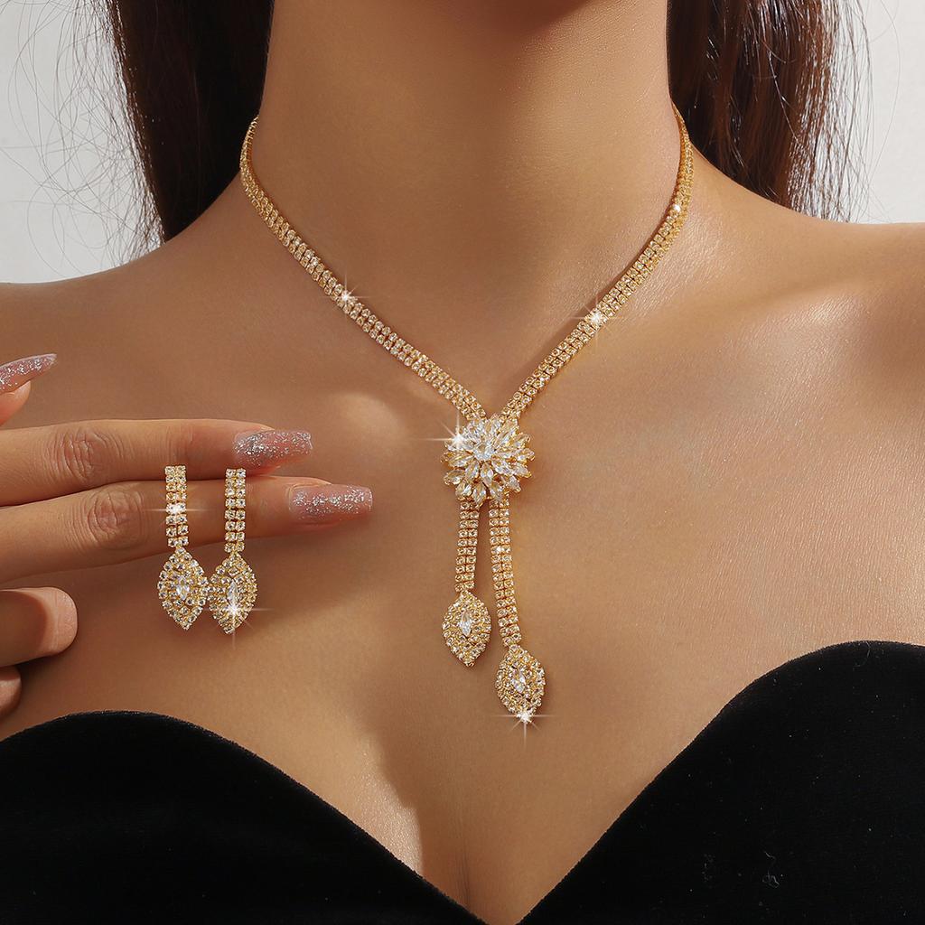 Fashion Creative Flower Jewelry Set Bridal Wedding Earrings Necklace Set