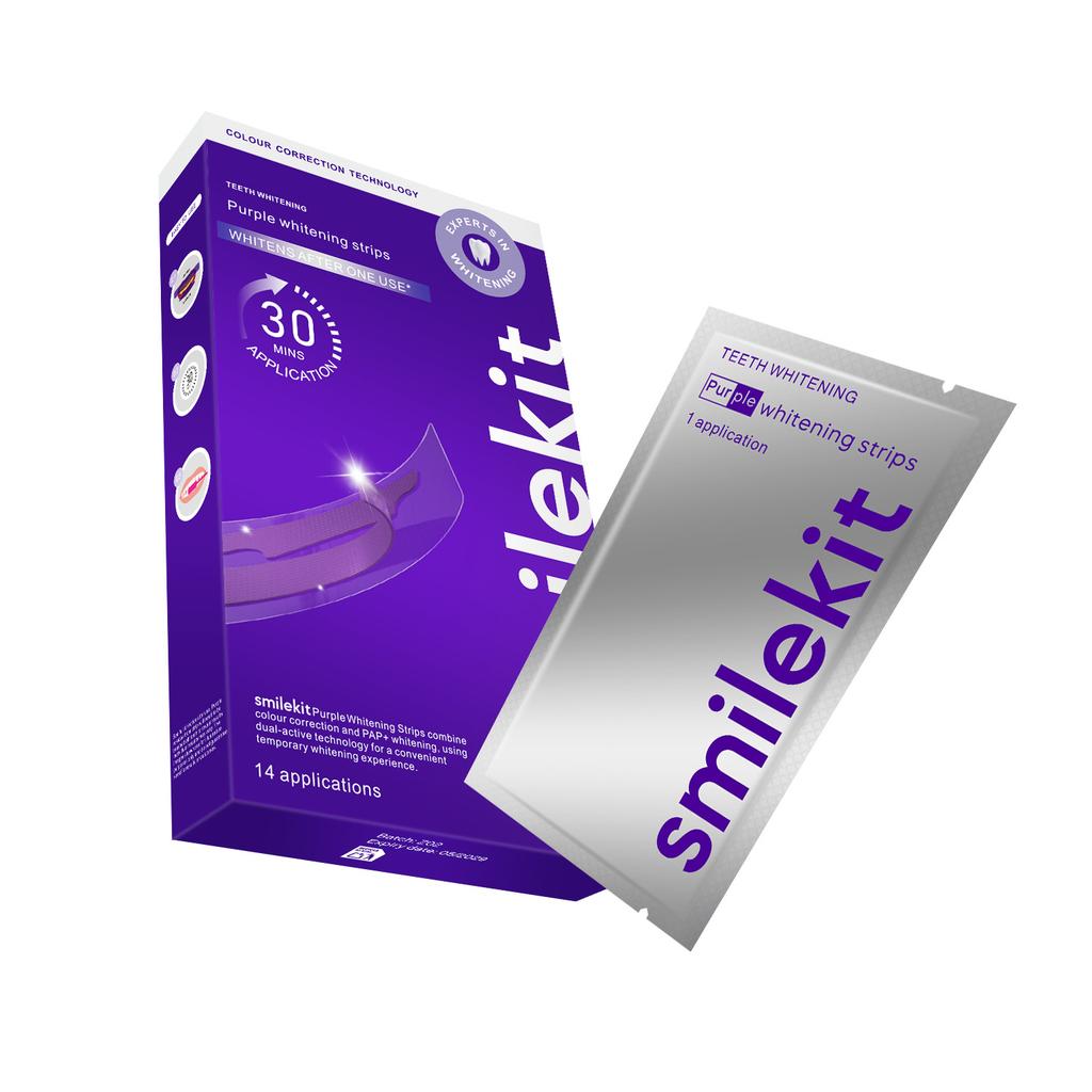 Purple Whitening Strips, 14 Pairs, Professional Teeth Whitening Strips for Removing Stains, Fast Whitening, Safe for Sensitive Teeth