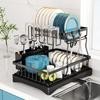 Dish Drying Rack, 2 Tier Dish Racks for Kitchen Counter, Large Stainless Steel Kitchen Dish Drying Rack with Drainboard,
