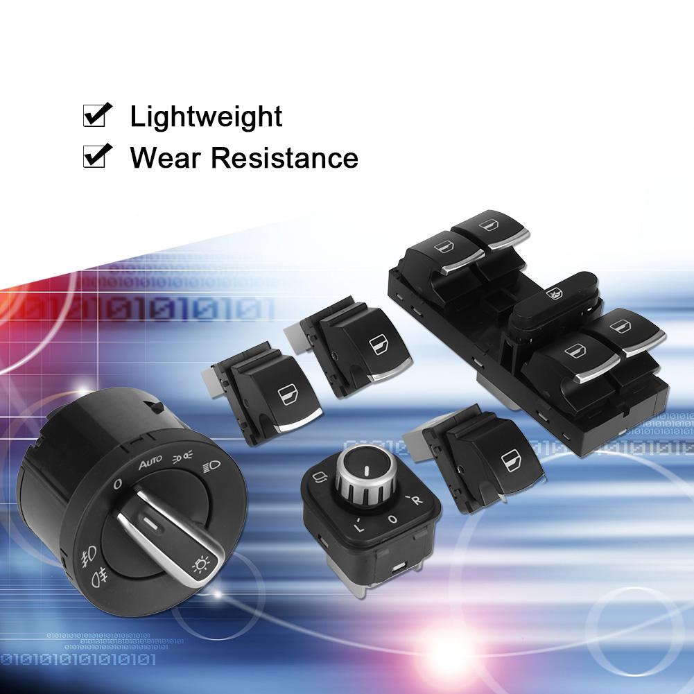 6Pcs Car Headlight Rearview Mirror Power Windows Switch Button Control for  Passat CC Jetta