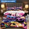 3PCS Blue Monster Huggy Night Bedding Set,Including 1pc Duvet Cover And 2pcs Pillowcases Perfect for Bedroom, Dormitory, Fan Christmas gift