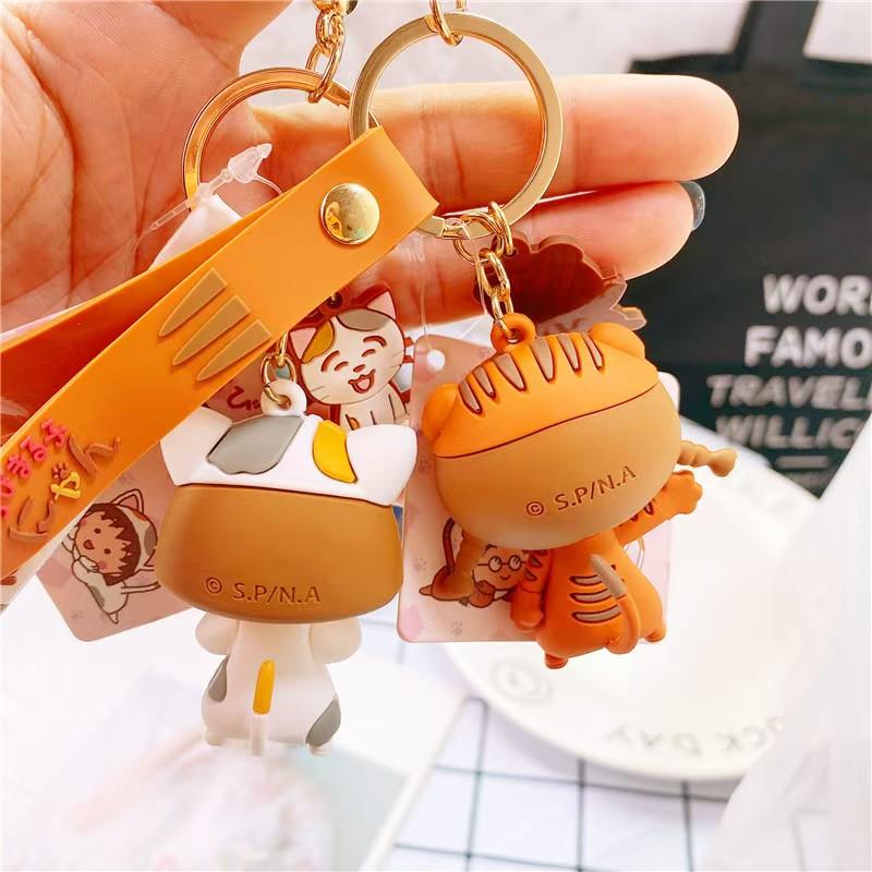 Non-Toxic Cartoon Chibi Maruko-Chan Keychain Cute Children Dolls Cat Decorative Model Pendant Keychain Decoration Toys Jewelry Gifts