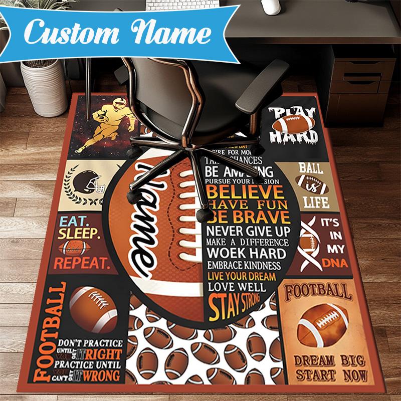 Custom Name Play Basketball Rug for Living Room, Game Rooms, Office, Bedroom, Floor Mat Playful Design, fan gifts Christmas decor